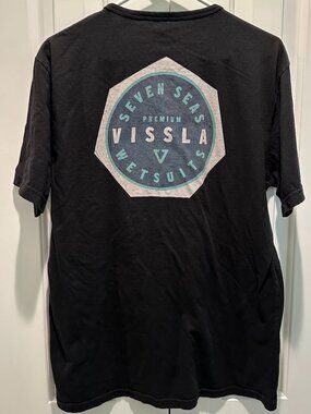 Vissla Seven Seas Wetsuits Premium 100% Organic Cotton Graphic Tee Black Large